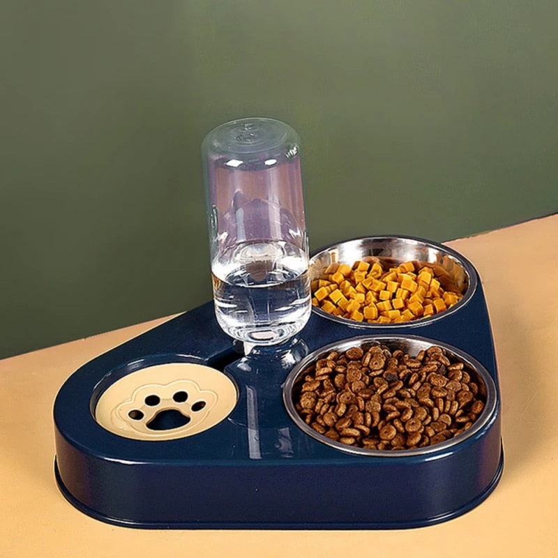 3-in-1 Pet Dog Cat Food Bowl with Bottle - Automatic Drinking Feeder Fountain for Convenient Feeding and Hydration