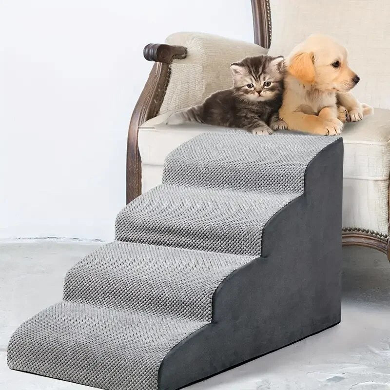 1 PCS Gently Sloping Dog Steps Memory Foam Wave Dog Sofa Non-Slip Safety Ramp Stairs for Young and Older Dogs Pet Supplies