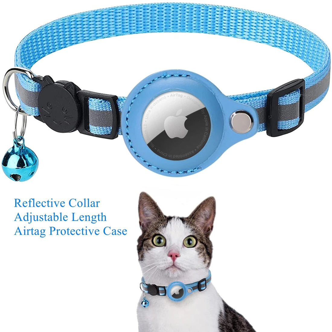 Anti-Lost Cat Collar for Apple AirTag - Waterproof, Reflective, with Bell and Protective Case